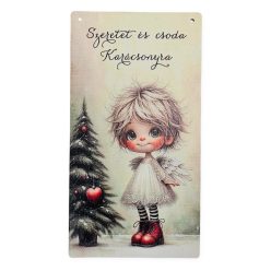Nyomtatott fa tábla - Angyalkás akasztós tábla