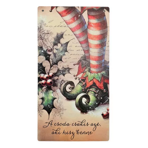 Nyomtatott fa tábla - Manócipős akasztós tábla