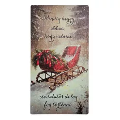   Nyomtatott fa tábla - Karácsonyi szánkós akasztós tábla