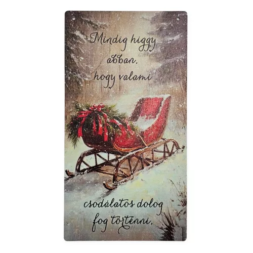 Nyomtatott fa tábla - Karácsonyi szánkós akasztós tábla