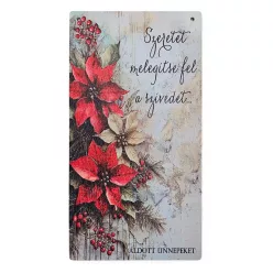 Nyomtatott fa tábla - Mikulásvirágos akasztós tábla