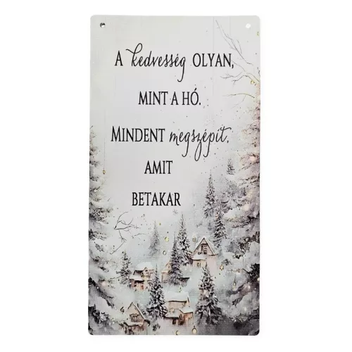 Nyomtatott fa tábla - Havas táj akasztós tábla