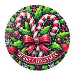 Nyomtatott fa tábla koszorú közép - Cukorpálcás 11,8cm