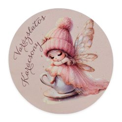 Nyomtatott fa tábla koszorú közép - Angyalkás 11,8cm