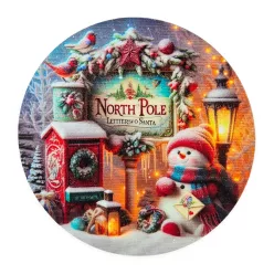 Nyomtatott fa tábla koszorú közép - North pole11,8cm