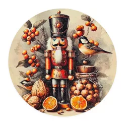 Nyomtatott fa tábla koszorú közép - Diótörő 11,8cm