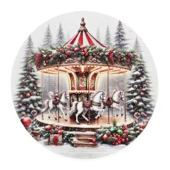 Nyomtatott fa tábla koszorú közép - Körhintás 11,8cm