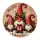 Nyomtatott fa tábla koszorú közép - Piros manók 11,8cm