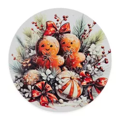 Nyomtatott fa tábla koszorú közép - Mézi pár 11,8cm