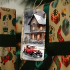 Nyomtatott dekorkarton - Karácsonyi piros téma - biléták 6db/csomag