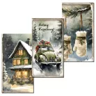 Nyomtatott dekorkarton - Karácsonyi zöld téma táblák 3db/csomag