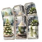 Nyomtatott dekorkarton - Karácsonyi zöld téma - biléták 6db/csomag