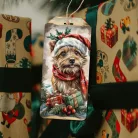 Nyomtatott dekorkarton - Karácsonyi piros-zöld téma - biléták 6db/csomag