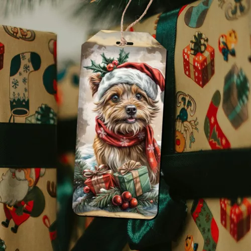 Nyomtatott dekorkarton - Karácsonyi piros-zöld téma - biléták 6db/csomag