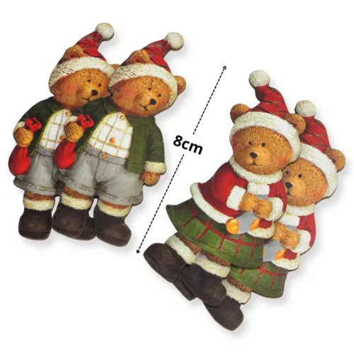 Nyomtatott dekorkarton - Karácsonyi piros maci pár 4db/csomag