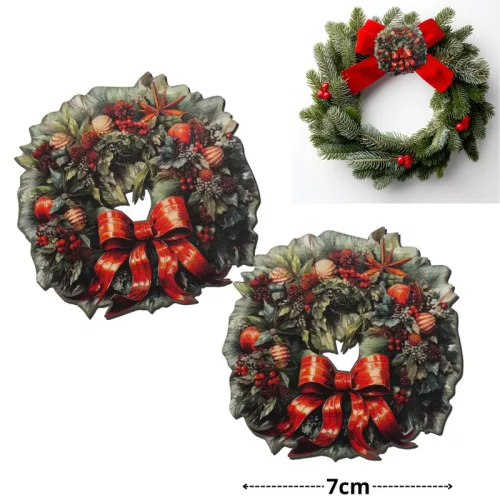 Nyomtatott dekorkarton - Karácsonyi koszorú 7cm 2db/csomag