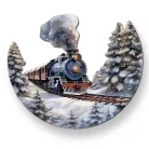 Nyomtatott dekorkarton - Félkoszorú közép - vonatos 10x11,8cm