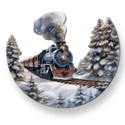   Nyomtatott dekorkarton - Félkoszorú közép - vonatos 10x11,8cm