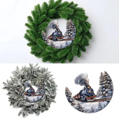 Nyomtatott dekorkarton - Félkoszorú közép - vonatos 10x11,8cm