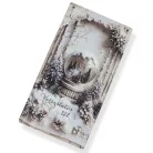 Nyomtatott fa tábla - Vintage fehér téma - hógömb 13x24,3cm