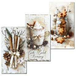   Nyomtatott dekorkarton - Vintage fehér téma táblák 3db/csomag