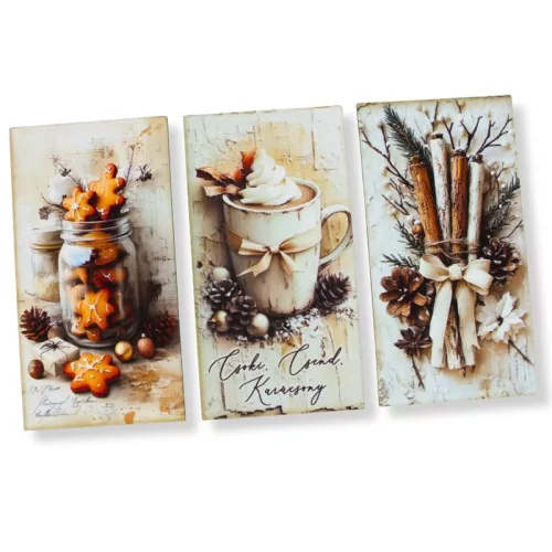 Nyomtatott dekorkarton - Vintage fehér téma táblák 3db/csomag