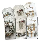 Nyomtatott dekorkarton - Vintage fehér téma - biléták 6db/csomag