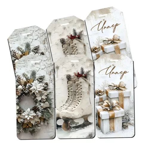 Nyomtatott dekorkarton - Vintage fehér téma - biléták 6db/csomag