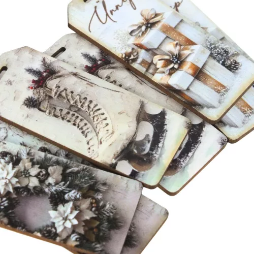 Nyomtatott dekorkarton - Vintage fehér téma - biléták 6db/csomag