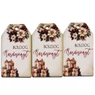 Nyomtatott dekorkarton - Boldog karácsonyt krém-barna táblák 3db/cs