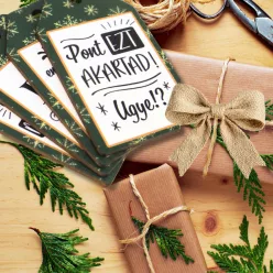   Nyomtatott dekorkarton - Ajándék kísérő táblák humoros 4db/csomag