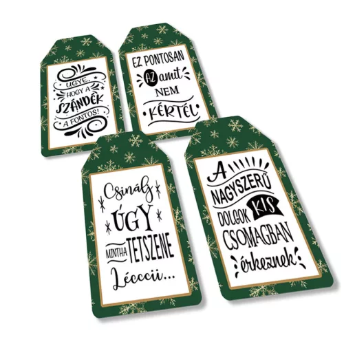 Nyomtatott dekorkarton - Ajándék kísérő táblák humoros 4db/csomag