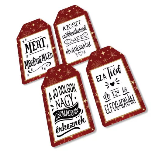 Nyomtatott dekorkarton - Ajándék kísérő táblák humoros 4db/csomag