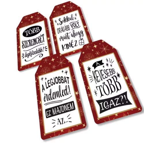 Nyomtatott dekorkarton - Ajándék kísérő táblák humoros 4db/csomag