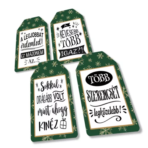 Nyomtatott dekorkarton - Ajándék kísérő táblák humoros 4db/csomag