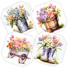  Nyomtatott dekorkarton - Tavaszi dekor táblák 4db/csomag