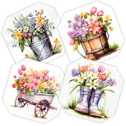  Nyomtatott dekorkarton - Tavaszi dekor táblák 4db/csomag