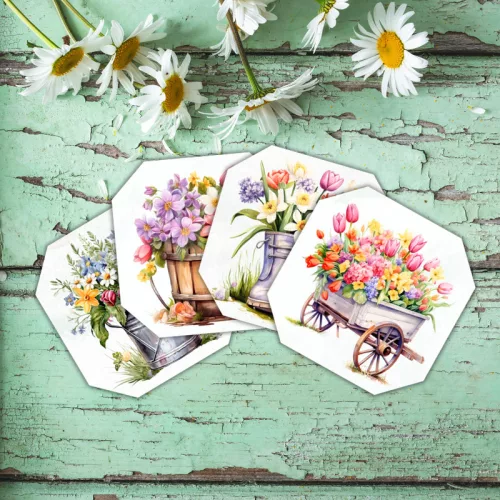  Nyomtatott dekorkarton - Tavaszi dekor táblák 4db/csomag