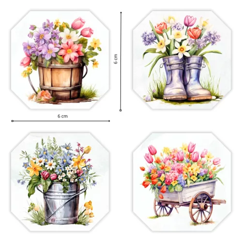  Nyomtatott dekorkarton - Tavaszi dekor táblák 4db/csomag