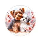  Nyomtatott fa tábla koszorú közép -Yorki kutyusok 11,8cm