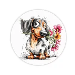    Nyomtatott fa tábla koszorú közép - Tacsis tavasz 11,8cm