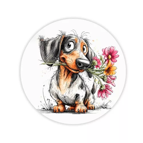  Nyomtatott fa tábla koszorú közép - Tacsis tavasz 11,8cm