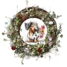  Nyomtatott fa tábla koszorú közép - Tacsis tavasz 11,8cm