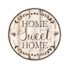 Nyomtatott fa tábla koszorú közép - Home Sweet Home 11,8cm
