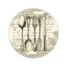  Nyomtatott fa tábla koszorú közép - Vintage evőeszköz 11,8cm