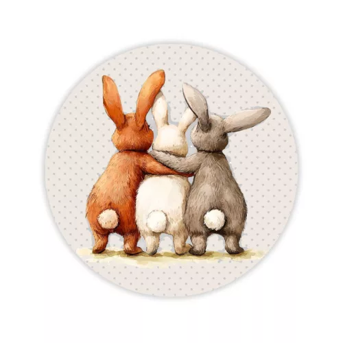 Nyomtatott fa tábla koszorú közép - Nyuszi barátok 11,8cm