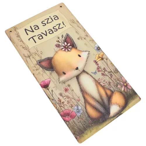 Nyomtatott fa tábla - Na szia Tavasz 13x24,3cm