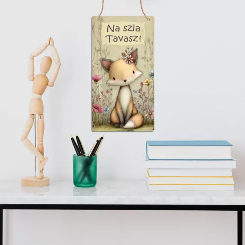 Nyomtatott fa tábla - Na szia Tavasz 13x24,3cm