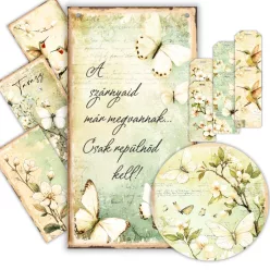   Nyomtatott dekorkarton - Tavaszi zöld téma OKOSÁR 11db/csomag