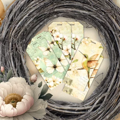 Nyomtatott dekorkarton - Tavaszi zöld téma biléták 6db/csomag